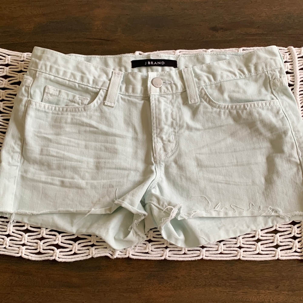 JBrand cutoff denim shorts in sky blue. Size 26